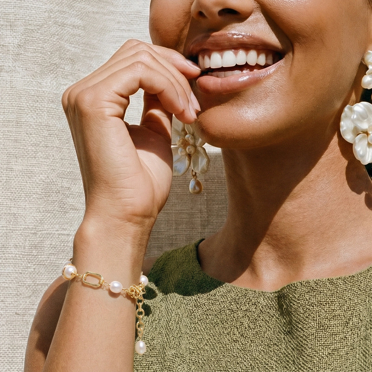 Golden Pearl Chain Bracelet | Cyrene Boutique