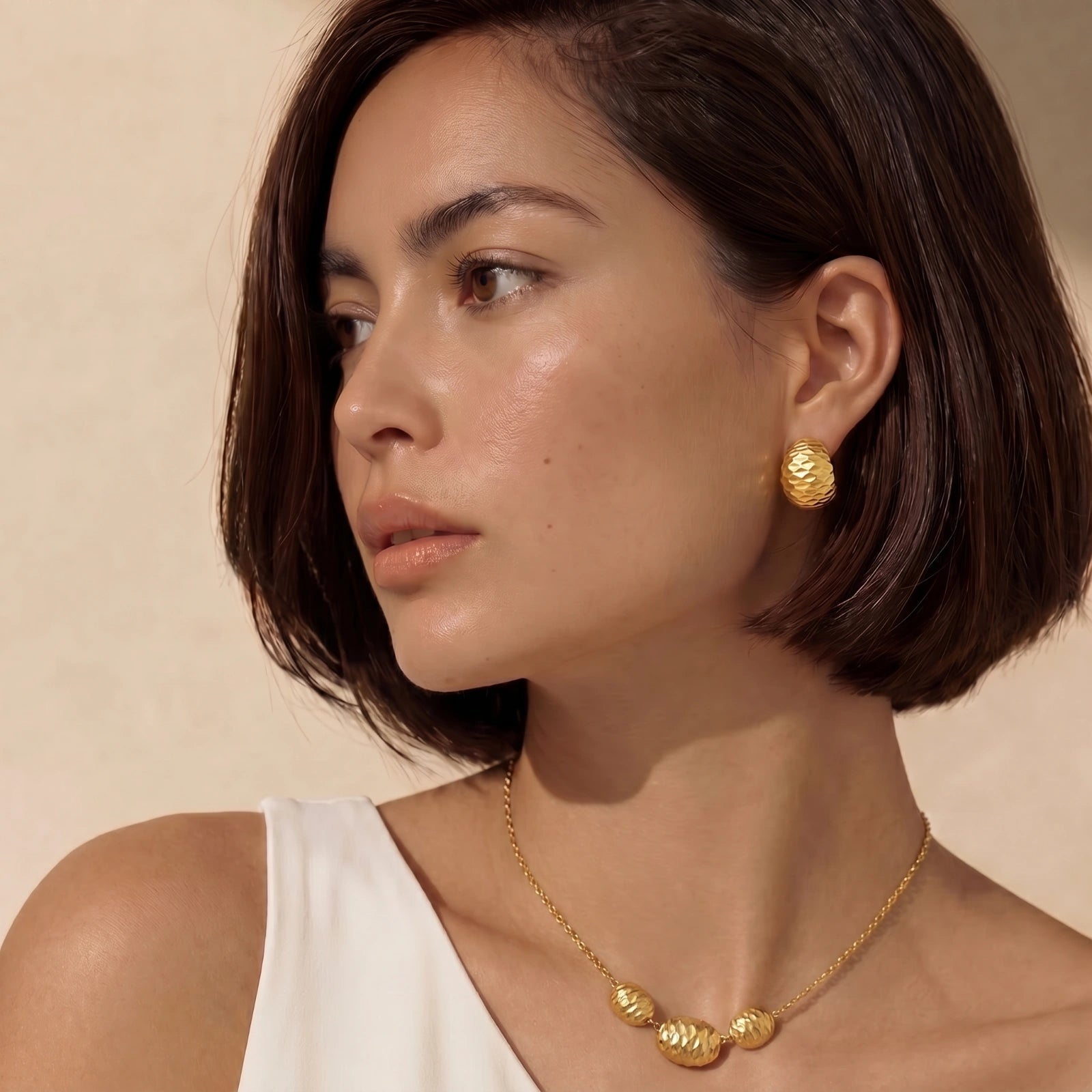 Hammered Gold Huggies | Cyrene Boutique